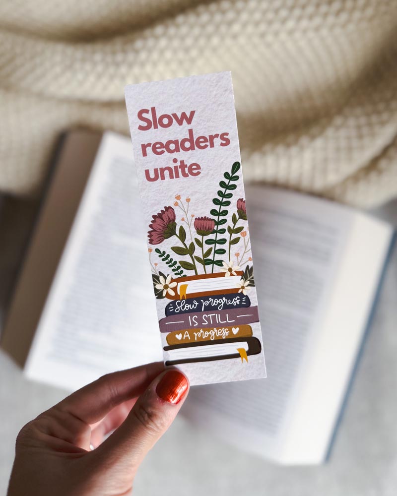 Pappersbokmärke - Slow readers unite