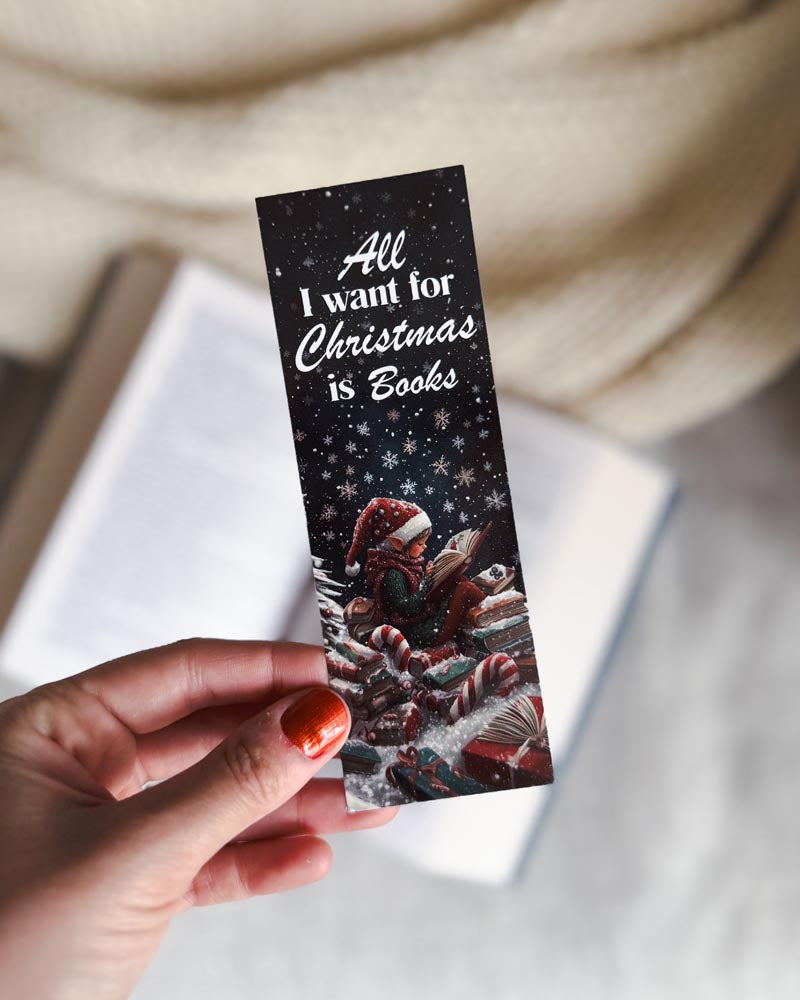 Pappersbokmärke - All I want for Christmas is books