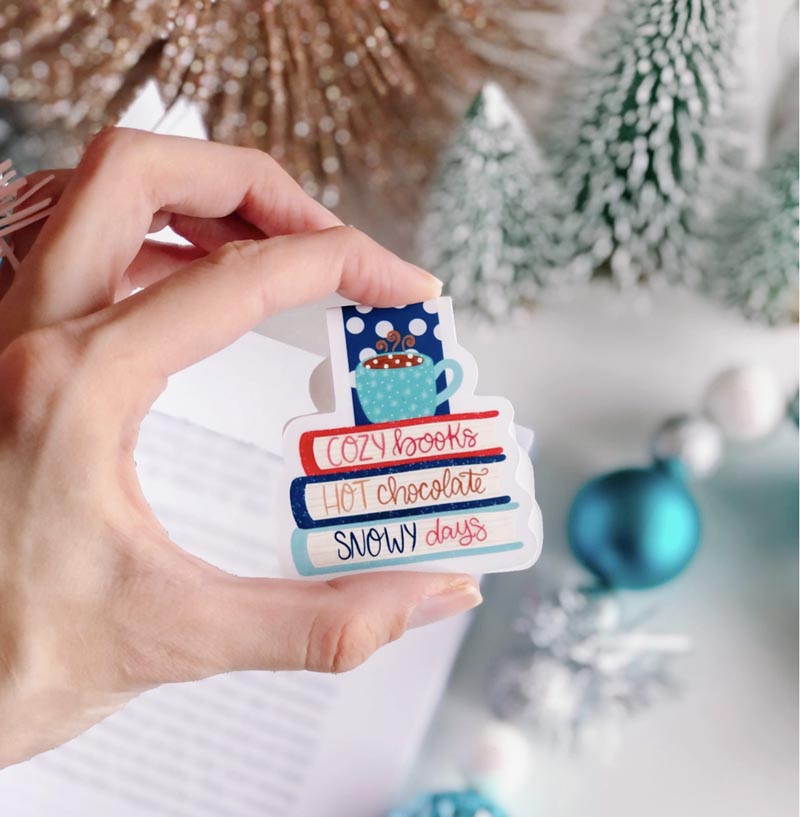 Magnetiskt bokmärke - Cozy Books, Hot Cocoa, Snowy Days