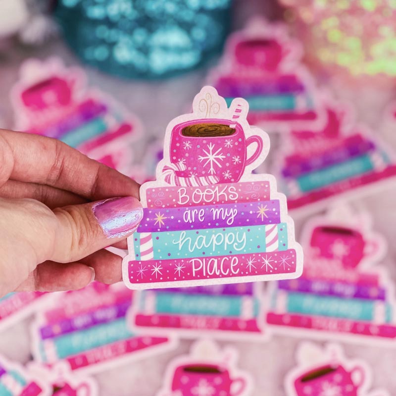 Vinyl sticker - Books Are My Happy Place | Christmas