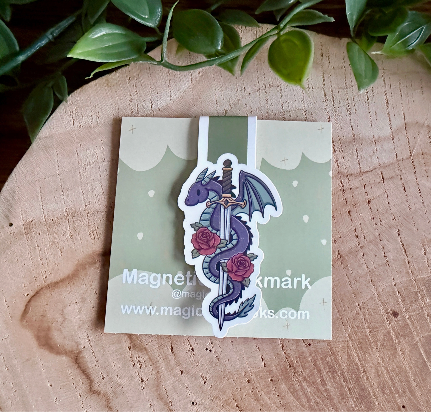 Magnetiskt bokmärke - Drake med svärd