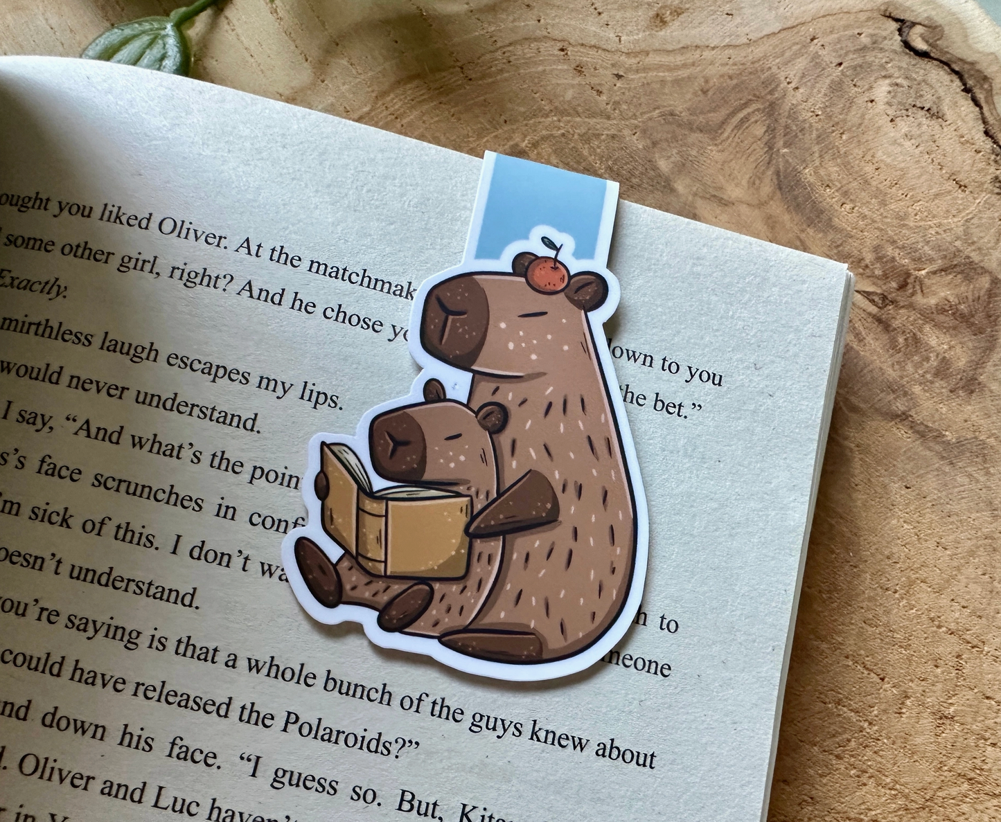 Magnetiskt bokmärke - Kapybara med böcker