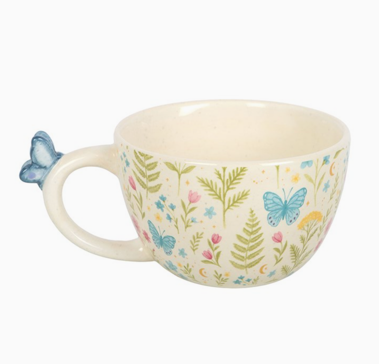 Rundad mugg - Blommor och fjäril
