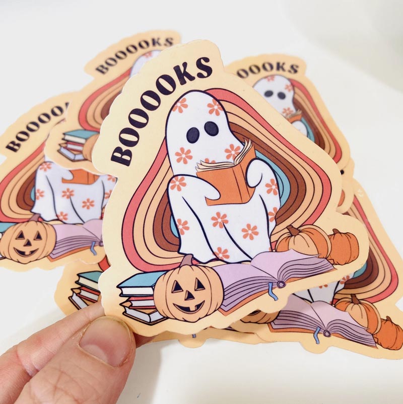 Liten vinyl sticker - Booooks Halloween