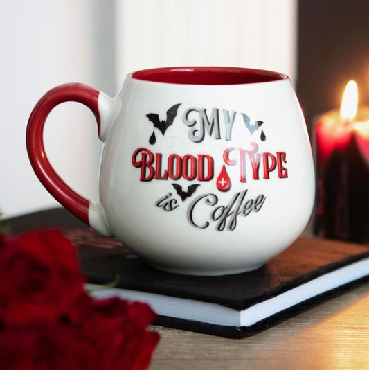 Rundad mugg - My Blood Type Is Coffee