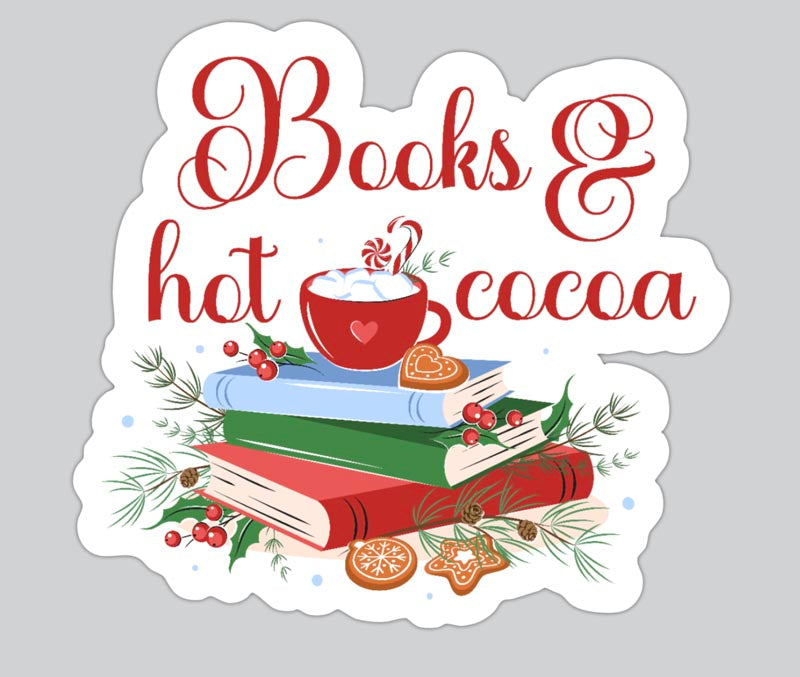 Vinyl sticker - Books & hot cocoa