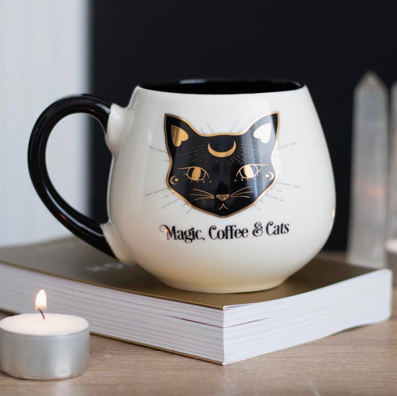 Rundad mugg - Magic, Coffee & Cats