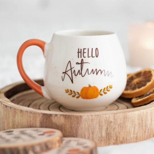 Rundad mugg - Hello Autumn | Vit