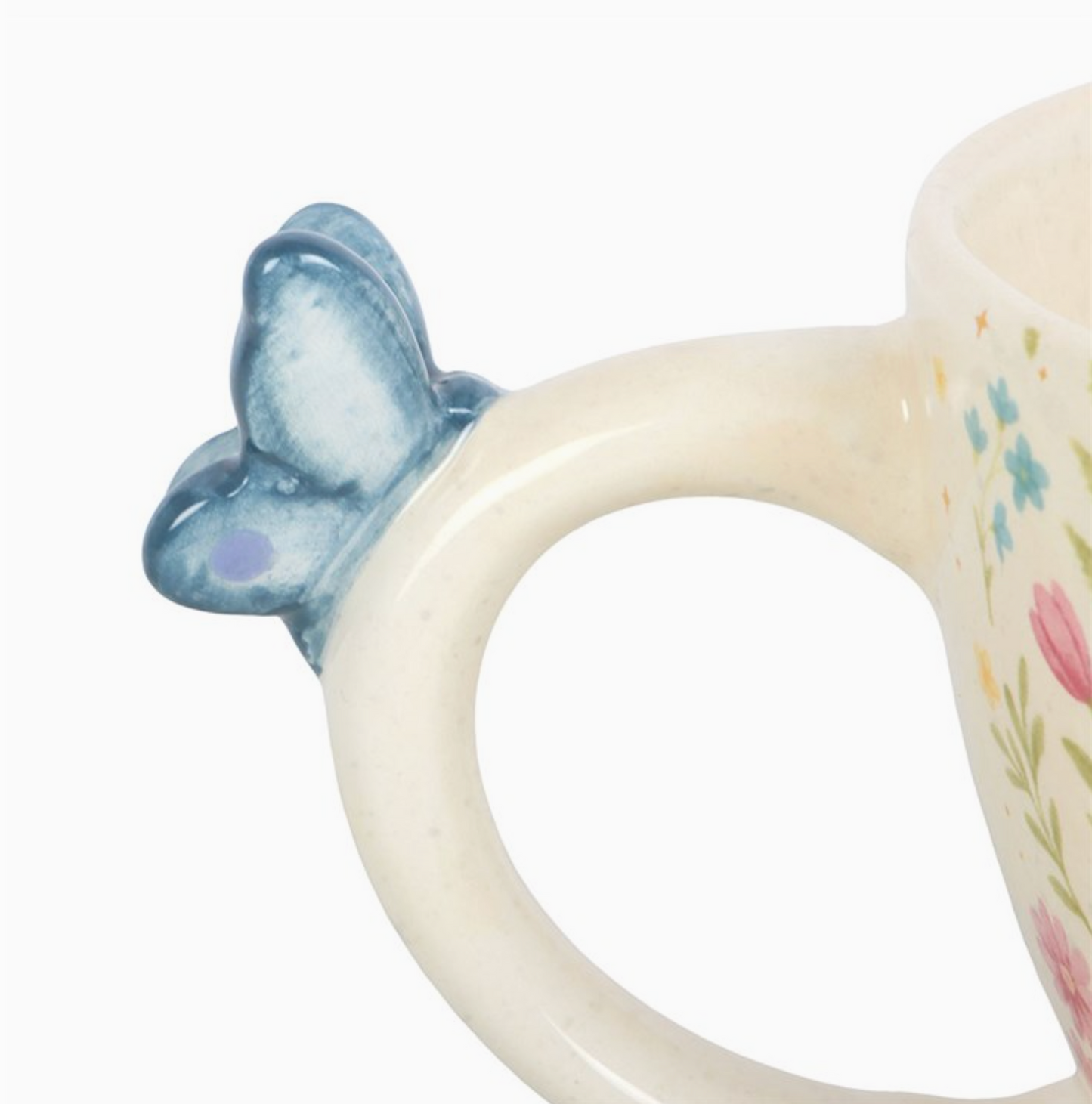 Rundad mugg - Blommor och fjäril