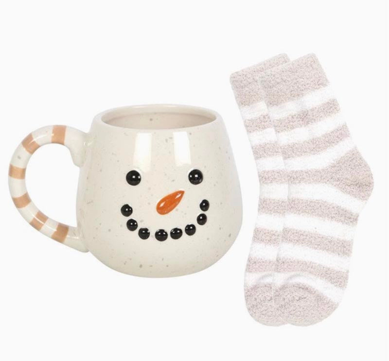 Rundad mugg med sockar - Snögubbe